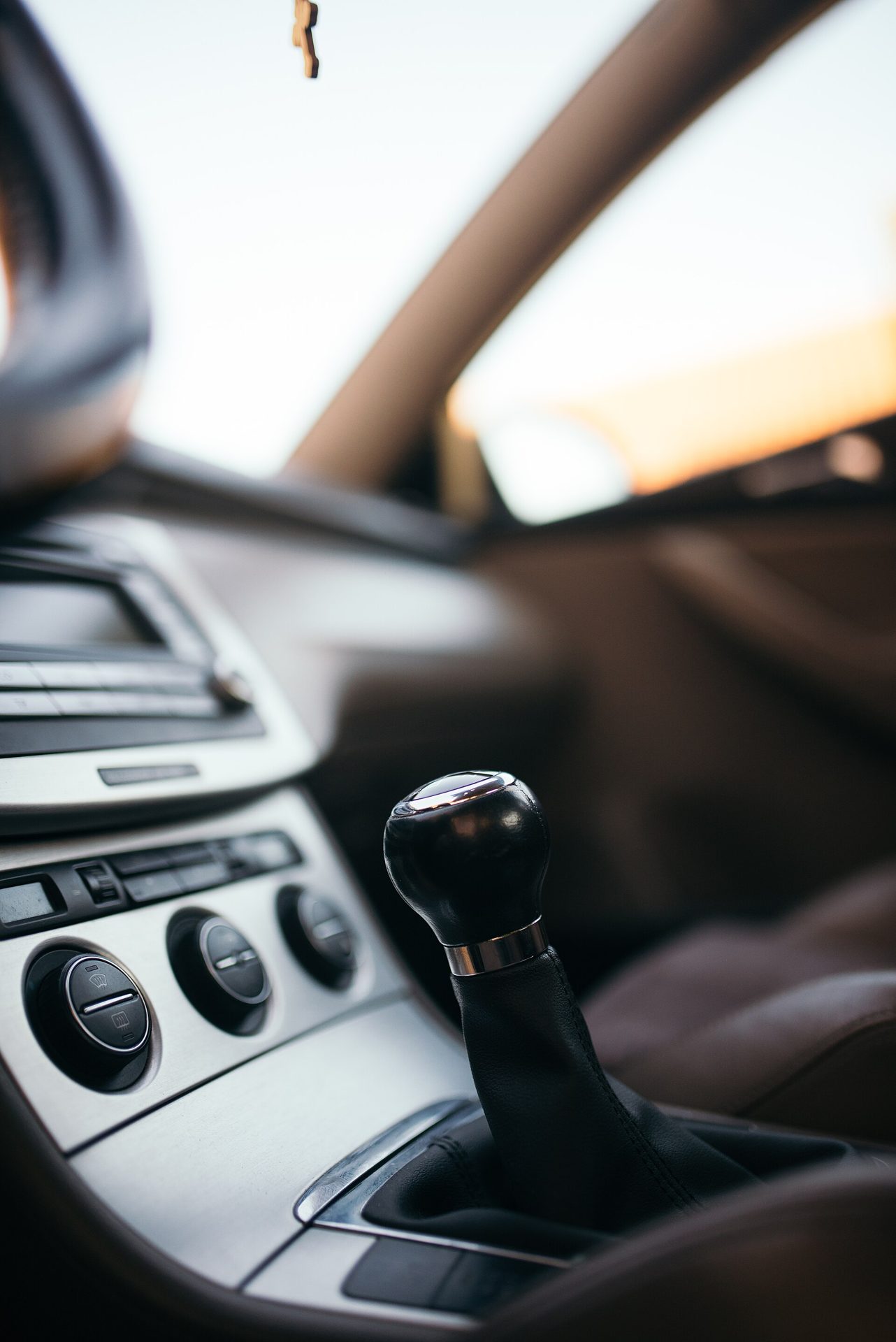 Car gear lever and dashboard controls